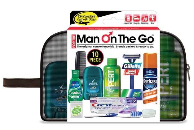 Men's Travel Hygiene Convenience Kits - 10 pc. in Zippered POUCH