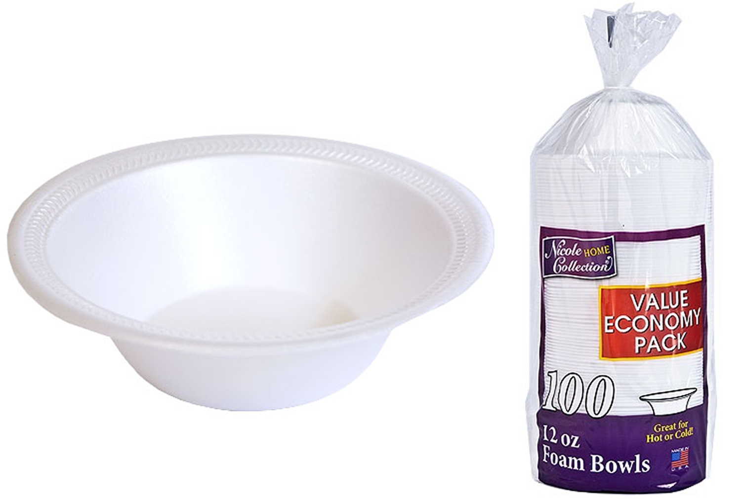 12 oz. Foam Bowl 100-Packs - Nicole Home Collection