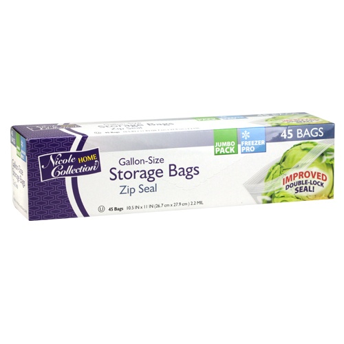 GALLON - Zip Seal Storage Bags - 45-Packs - Nicole Home Collection