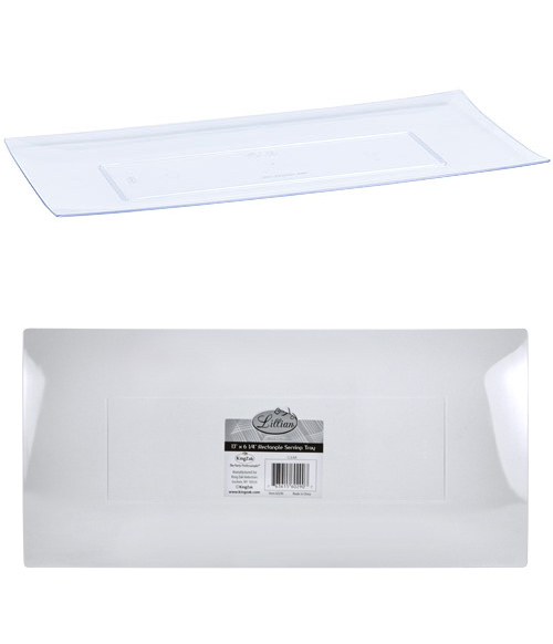 ''Clear 13'''' X 6.25'''' Rectangular Plastic Condiment Tray - Lillian''