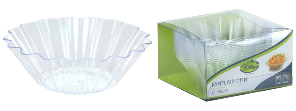 Clear Lillian Mini Fanflair FOOD Dish - 12-Packs