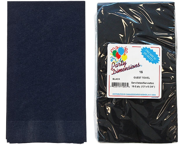 Black Guest TOWELs/Napkins 16-Packs - Party Dimensions