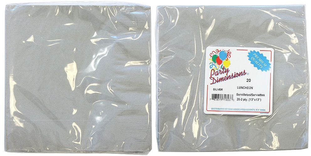 Silver Lunch NapkINs 20-Packs - Party Dimensions