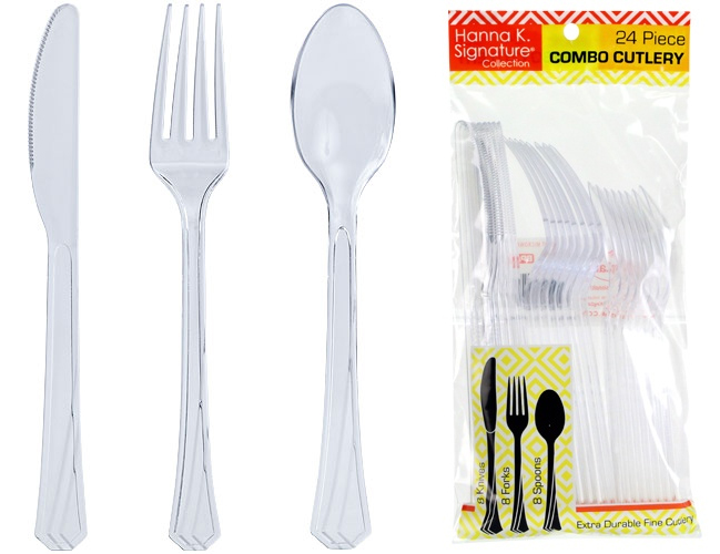 Clear Heavyweight Cutlery Combo 24-Packs - Hanna K. Signature