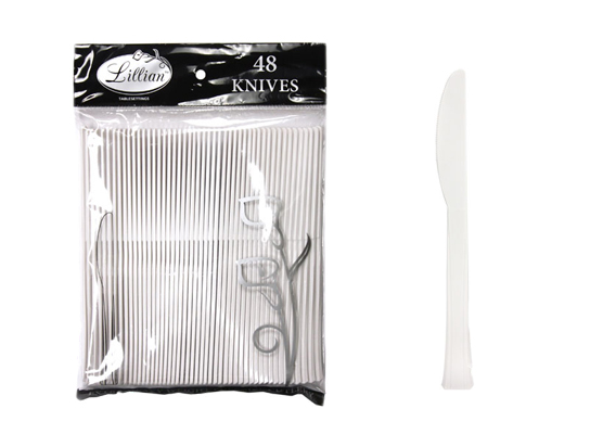 Pearl Plastic KNIVES Cutlery Bags by Lillian - 48-Packs