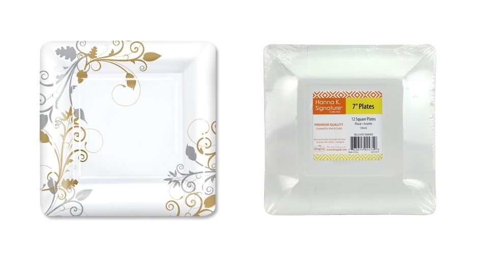 ''Bella Vite Shimmer - 7'''' Square Plates, 12-Packs - Hanna K. Signature''