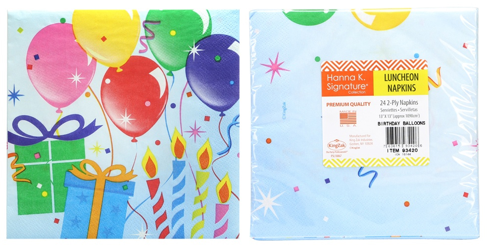 Birthday BALLOONs Design - Lunch Napkins - 24-Packs - Hanna K. Signature