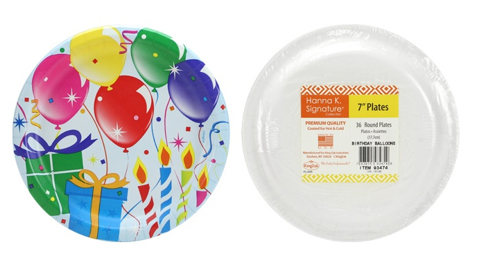 ''7'''' Paper Plates - Birthday BALLOONs Design - 36-Packs - Hanna K. Signature''