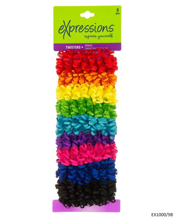 Soft Satin Ribbon HAIR Twisters - Rainbow Colors - 9-Pack