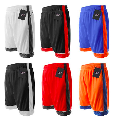 Men's Two Tone Athletic Basketball SHORTS w/ Side CARGO Pockets