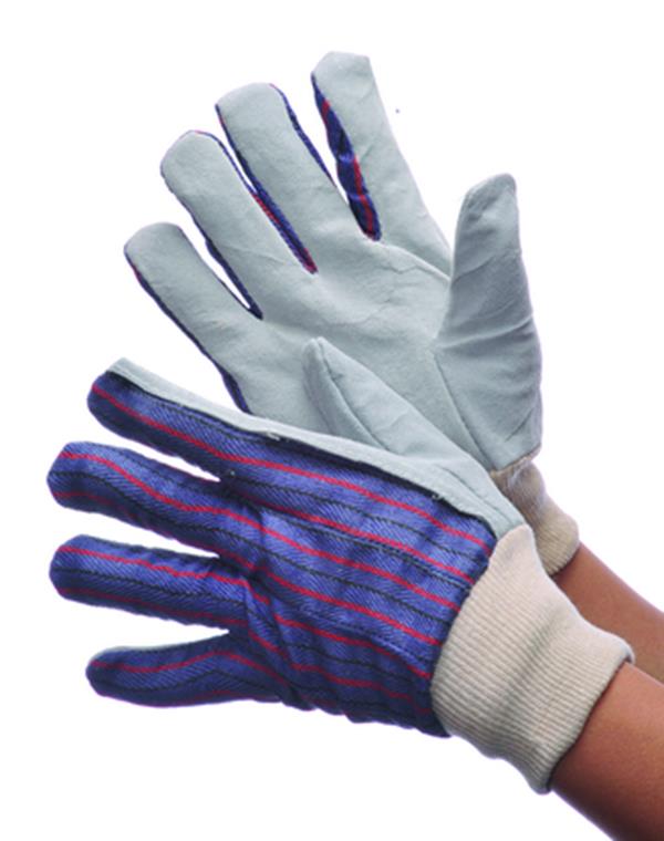 Cow Split LEATHER Palm Gloves w/ Knit Wrist - Size: Large