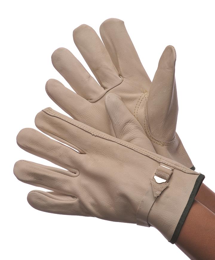 Cowgrain LEATHER Driver Gloves w/ Keystone Thumb & Adjustable Strap - Size: Large