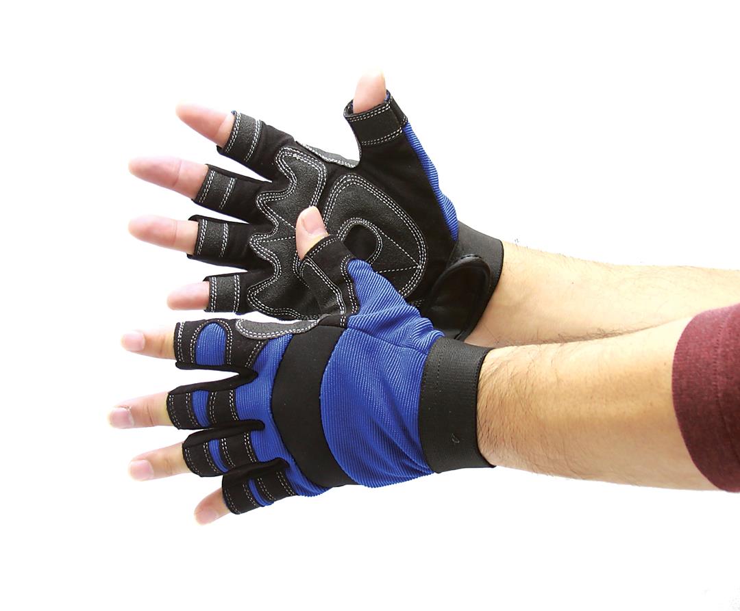 Fingerless Synthetic LEATHER Mechanic Gloves - Size: Large