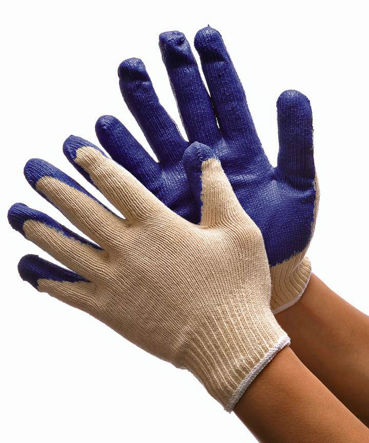 600g (Medium Weight) Cotton/Poly String Knit Gloves w/ Latex COATING - Size: Large