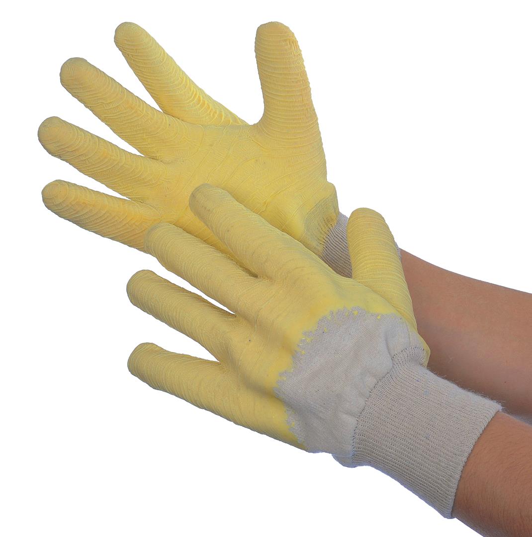 CRINKLE Finish Jersey Lined Latex Gloves - Eggshell - Size: Men's