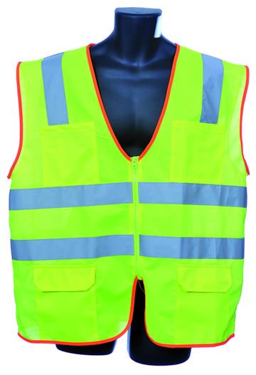 Mesh Safety Vests w/ ZIPPER Closure - ANSI Class II Rating - Green - Size 2XL