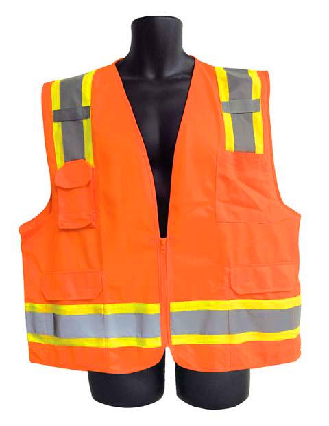 Surveyor Safety VESTs w/ Zipper Closure - ANSI Class II Rating - Orange - Size 2XL