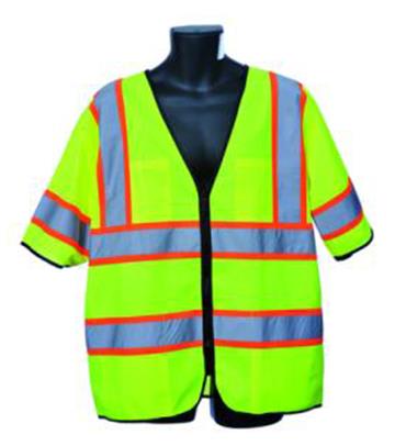 Short Sleeve Solid Safety VESTs - ANSI Class III Rating - Green - Size 3XL