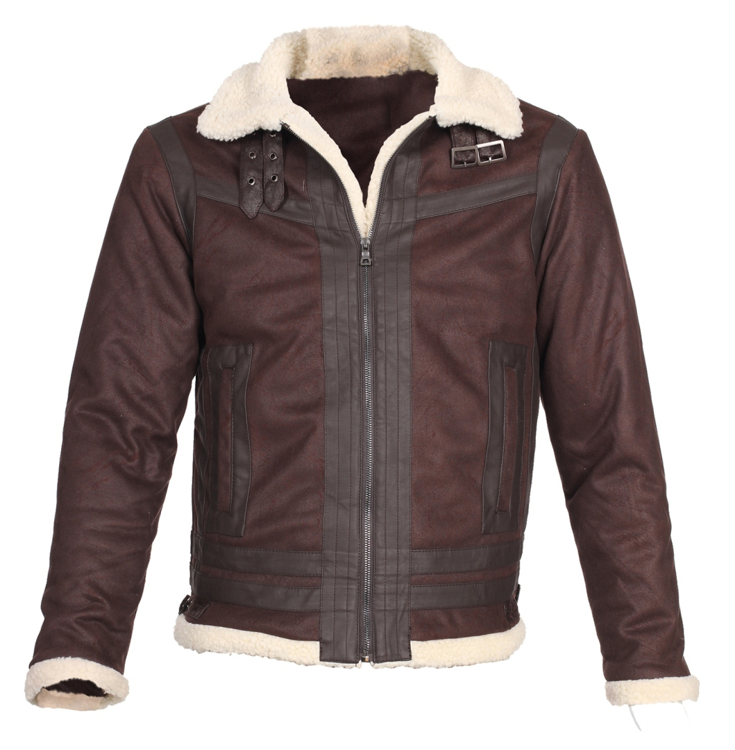 Men's Sherpa Fleece Jacket w/ Side Pockets - Brown