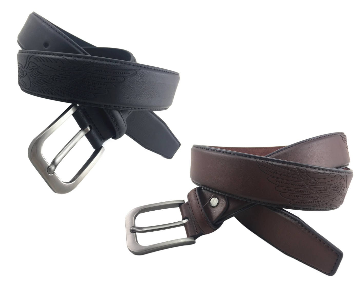 Men's Genuine Leather Belts w/ Embroidered AMERICAN EAGLE - Choose Your Color(s) - Sizes 32-46