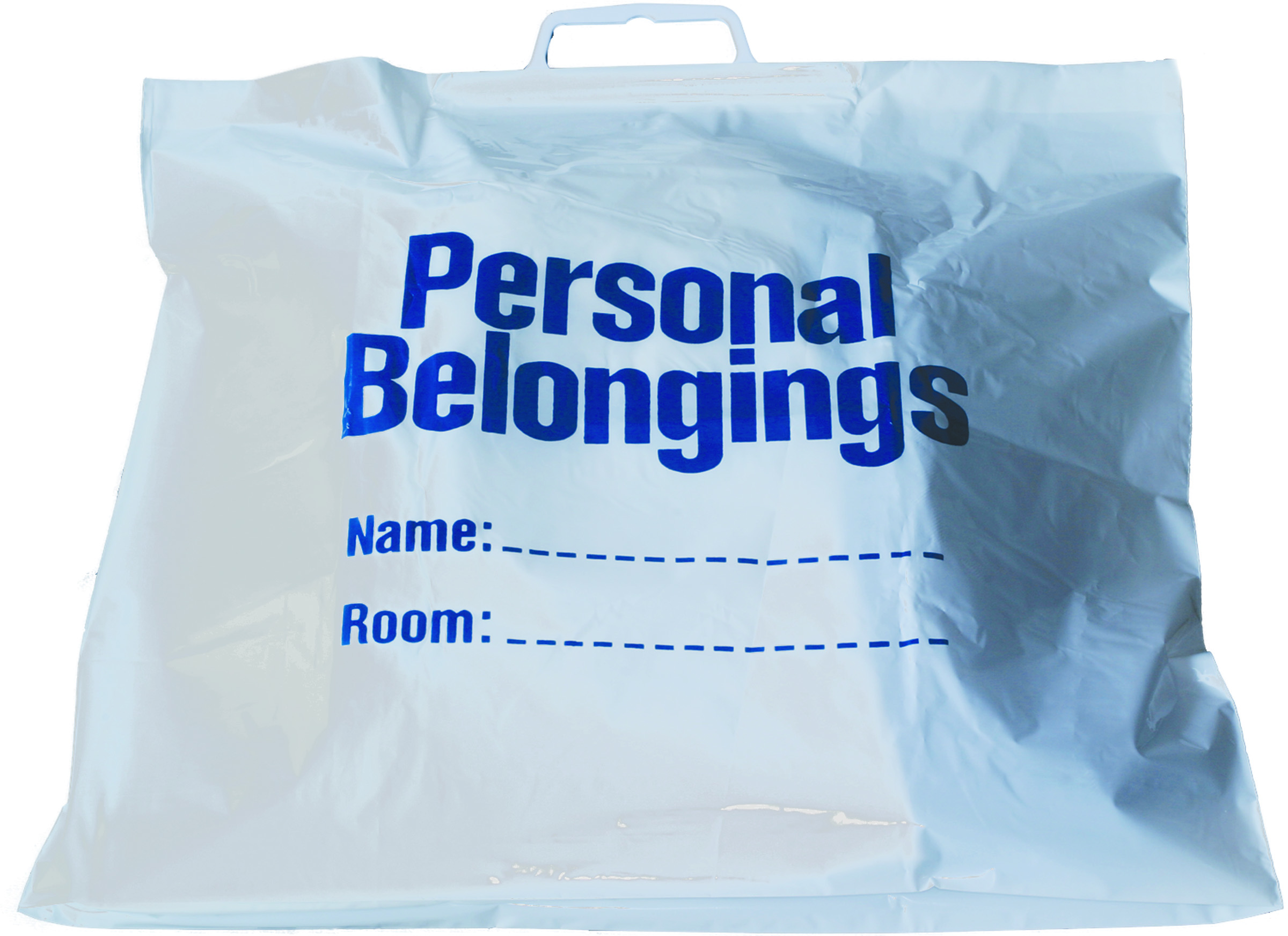 ''Belongings Bags w/ HANDLE (White w/ Blue Imprint) 18 1/2'''' x 20''''''