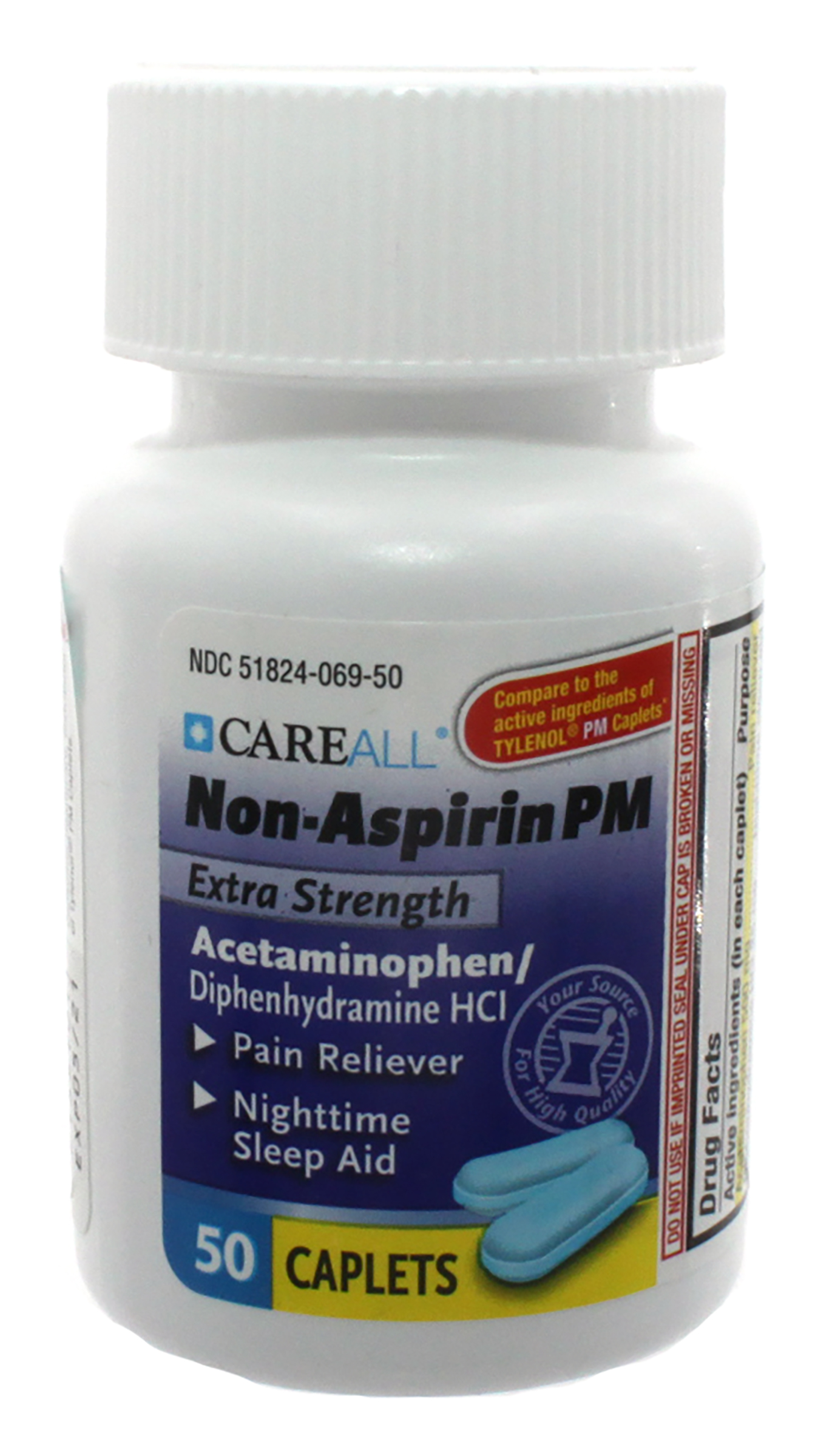 ''CareALL AcetamINophen PM Caplets, 500mg, 50/bt''