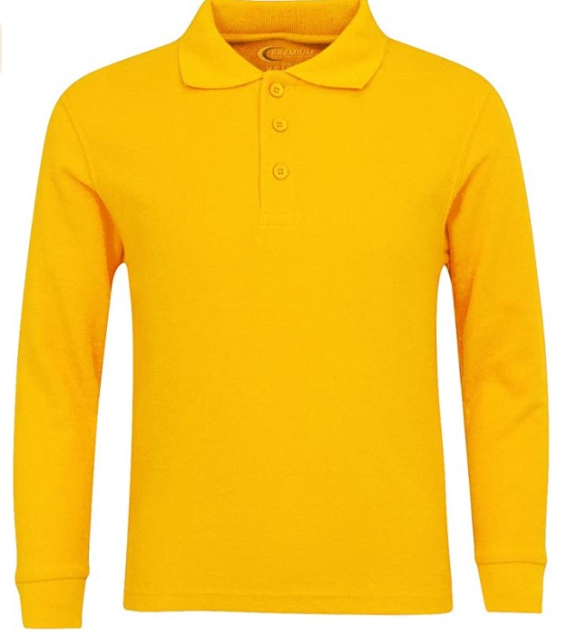 Boy's SCHOOL UNIFORM Long-Sleeve Shirts - Gold - Choose Your Sizes (3/4-18/20)