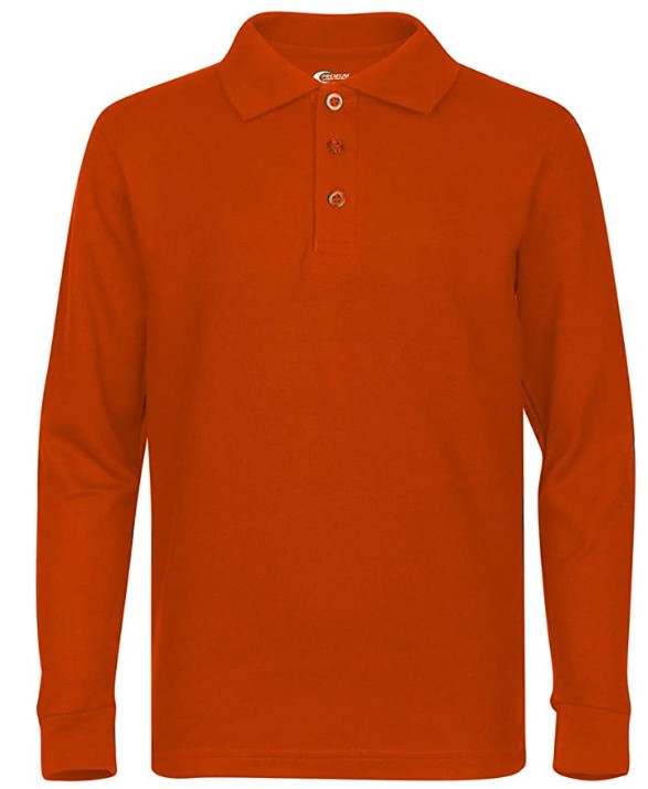 Boy's SCHOOL UNIFORM Long-Sleeve Shirts - Orange - Choose Your Sizes (3/4-18/20)