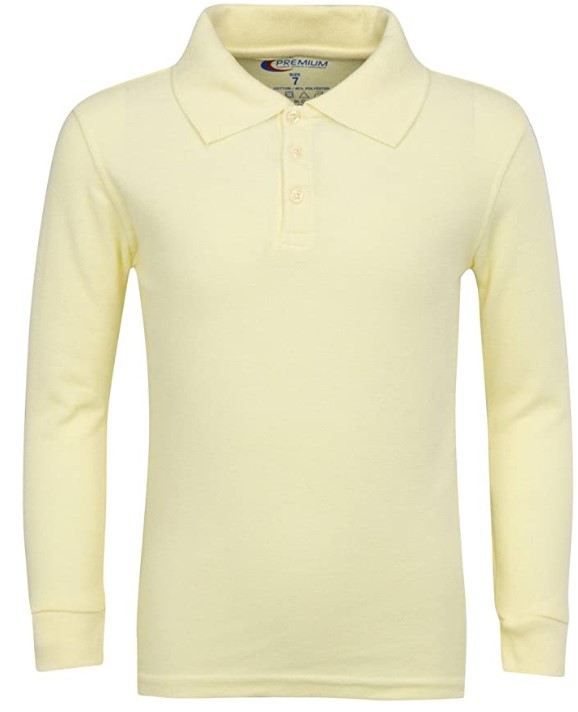 Boy's SCHOOL UNIFORM Long-Sleeve Shirts - Yellow - Choose Your Sizes (3/4-18/20)