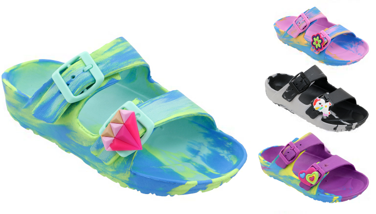 Girl's Tie-Dye Rio SANDALS w/ Rubber Patch Embellishment