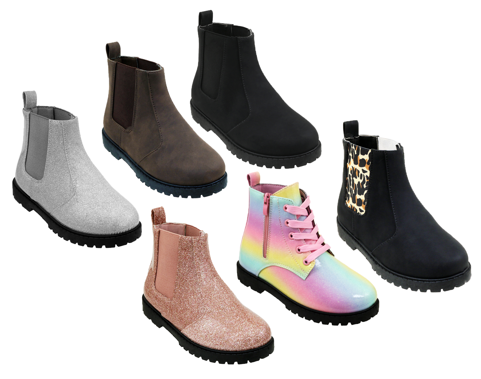 Girl's Slip-On & Laced Chelsea Boots w/ Elastic & ZIPPER - Choose Your Color(s) & Style(s)