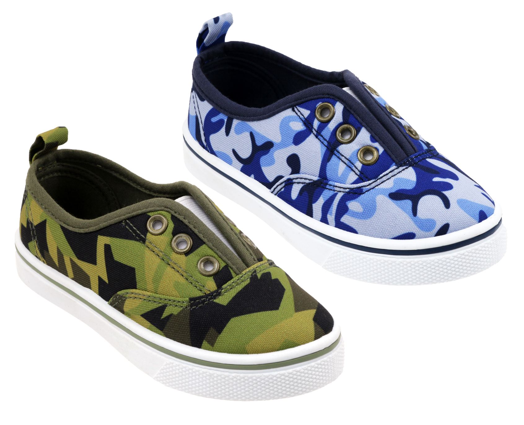 Little Boy's Canvas No Lace Slip-On SNEAKERS w/ Camo Print