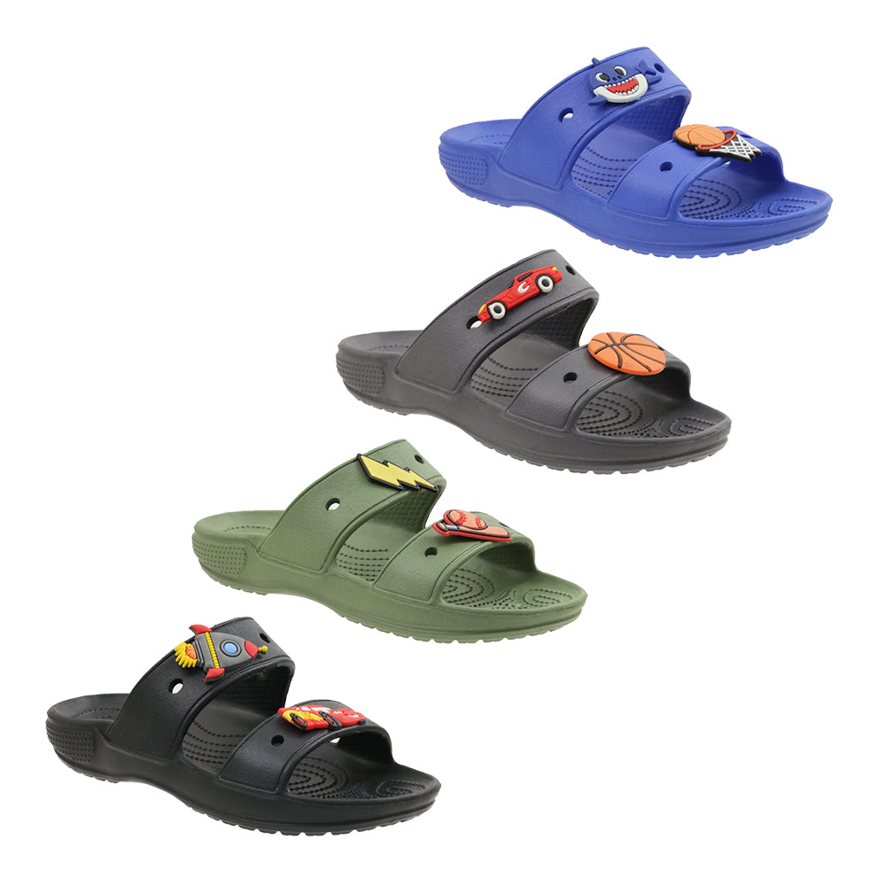 Boy's Arizona SANDALS w/ Embroidered Sports & Cartoon Patches