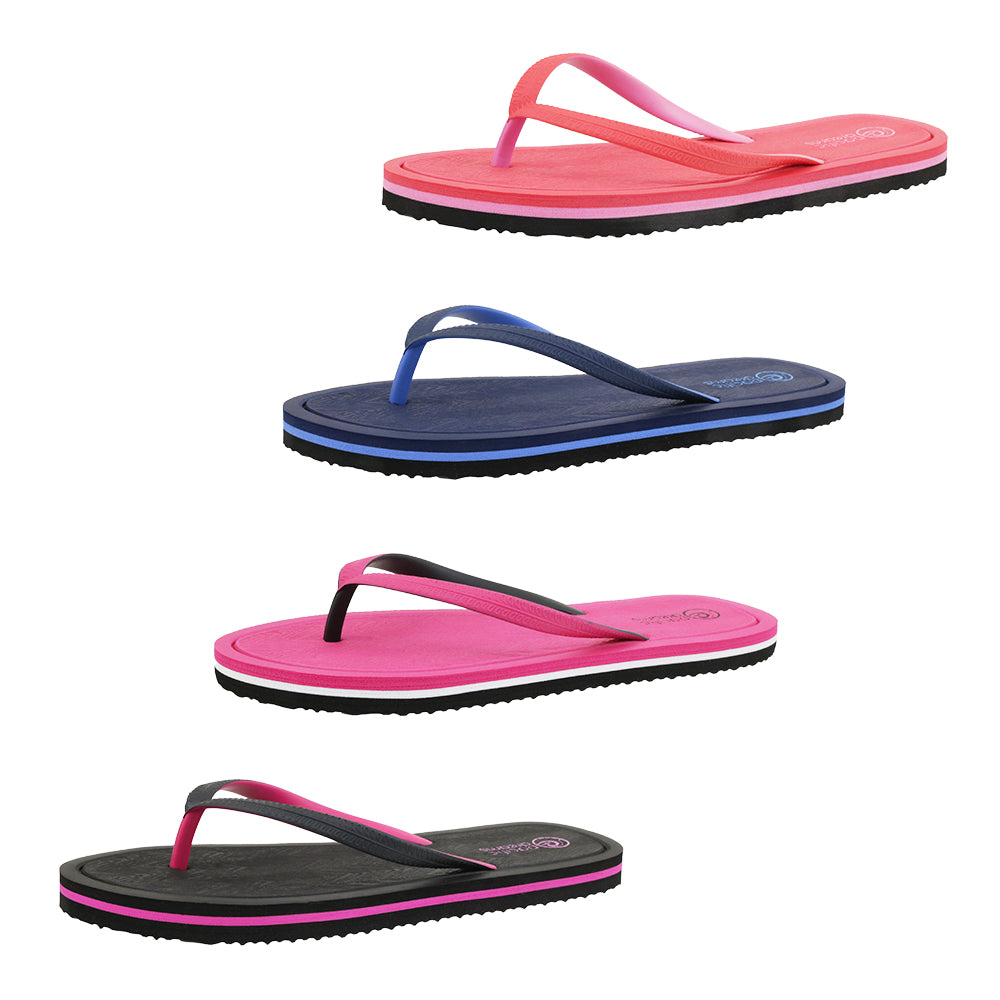 Women's Fashion FLIP FLOPS w/ Two Tone Trim & Soft Footbed