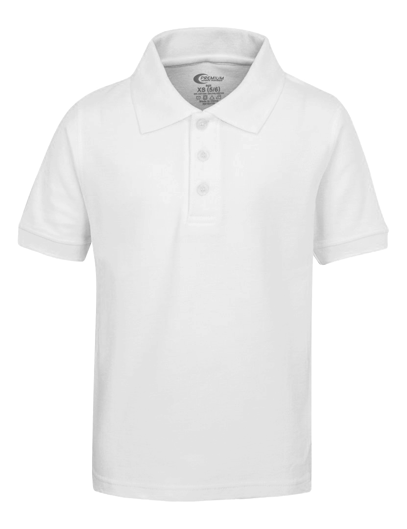 Boy's School Uniform Short Sleeve POLO SHIRTs - White - Choose Your Sizes (2T-18/20)