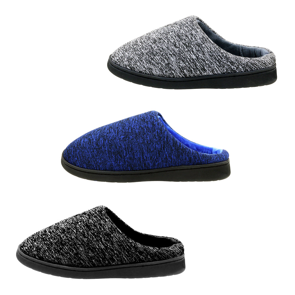 Men's Heathered CLOG Bedroom Slippers w/ Soft Footbed