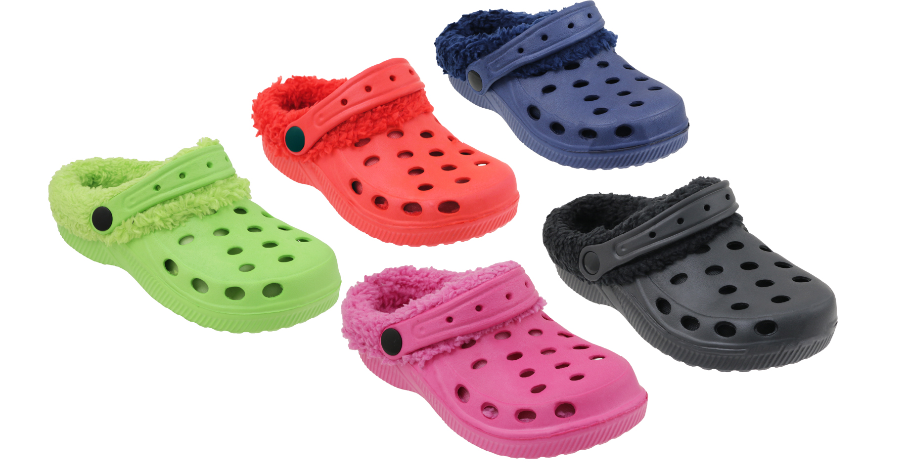 Toddler's Ventilated CLOGS w/ Faux Fur Trim & Adjustable Heel Strap - Choose Your Color(s)