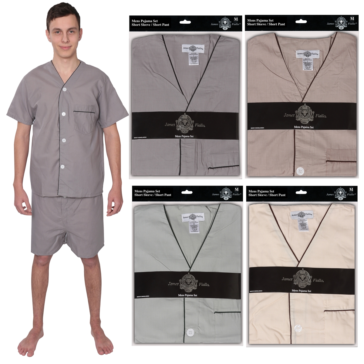 Men's Short PAJAMA Set w/ Front Pocket - Assorted Colors