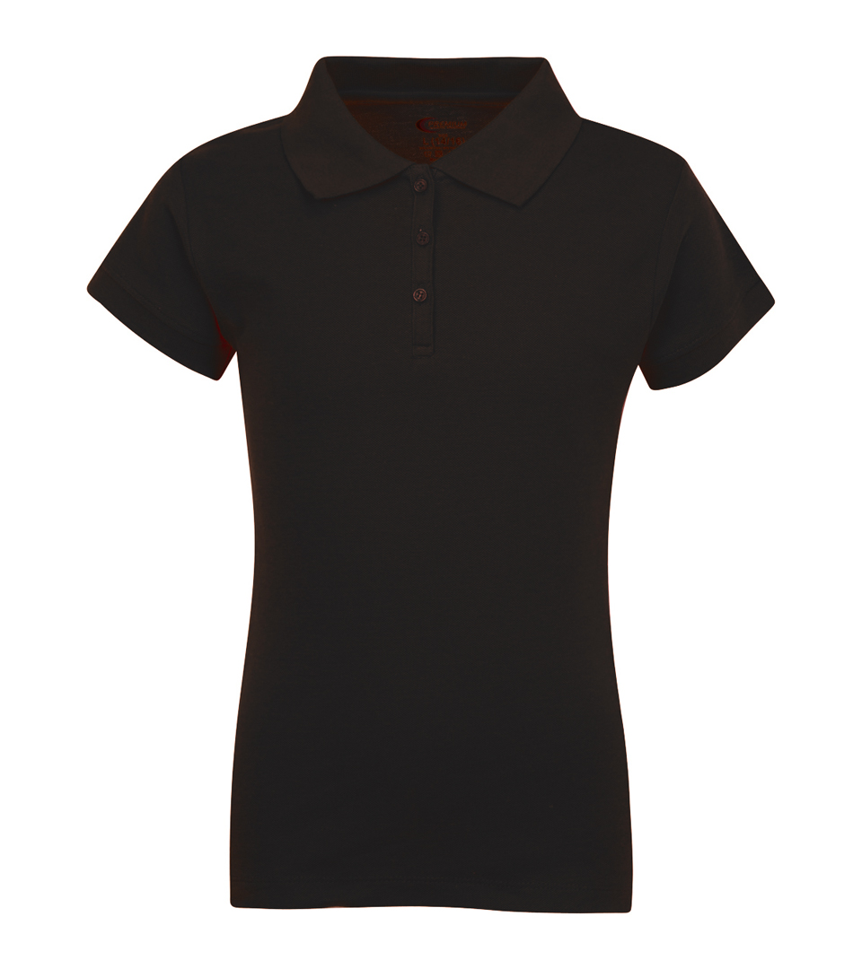 Junior Ladies SCHOOL UNIFORM Short Sleeve Polo Shirts - Black - Choose Your Sizes (Small-2X)