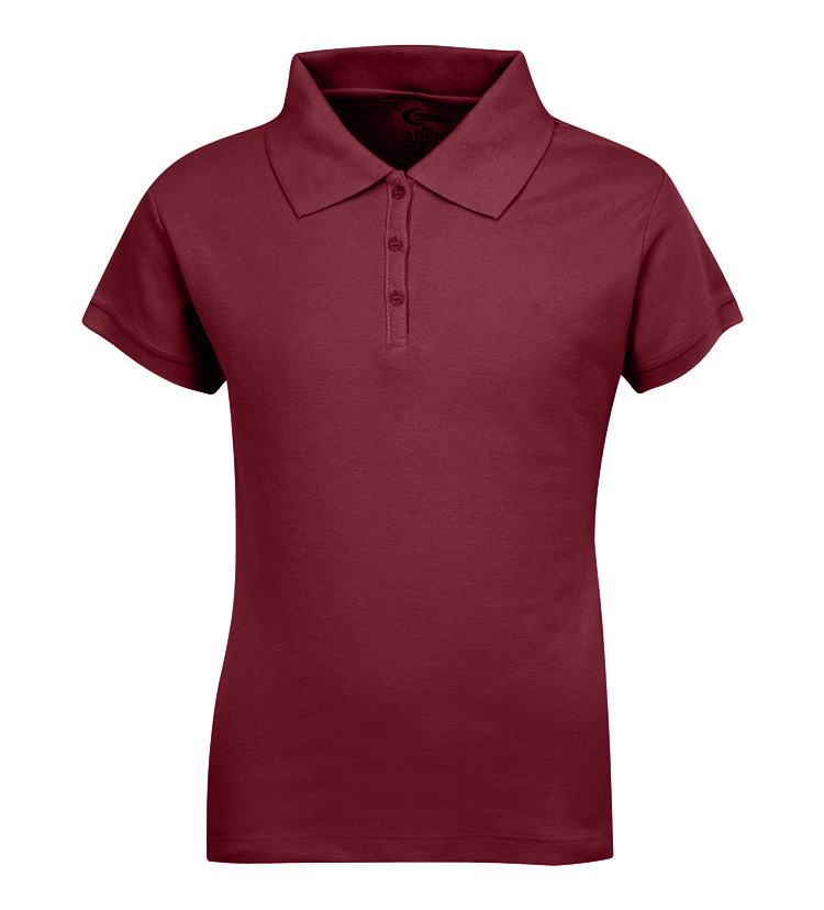 Junior Ladies SCHOOL UNIFORM Short Sleeve Polo Shirts - Burgundy - Choose Your Sizes (Small-2X)