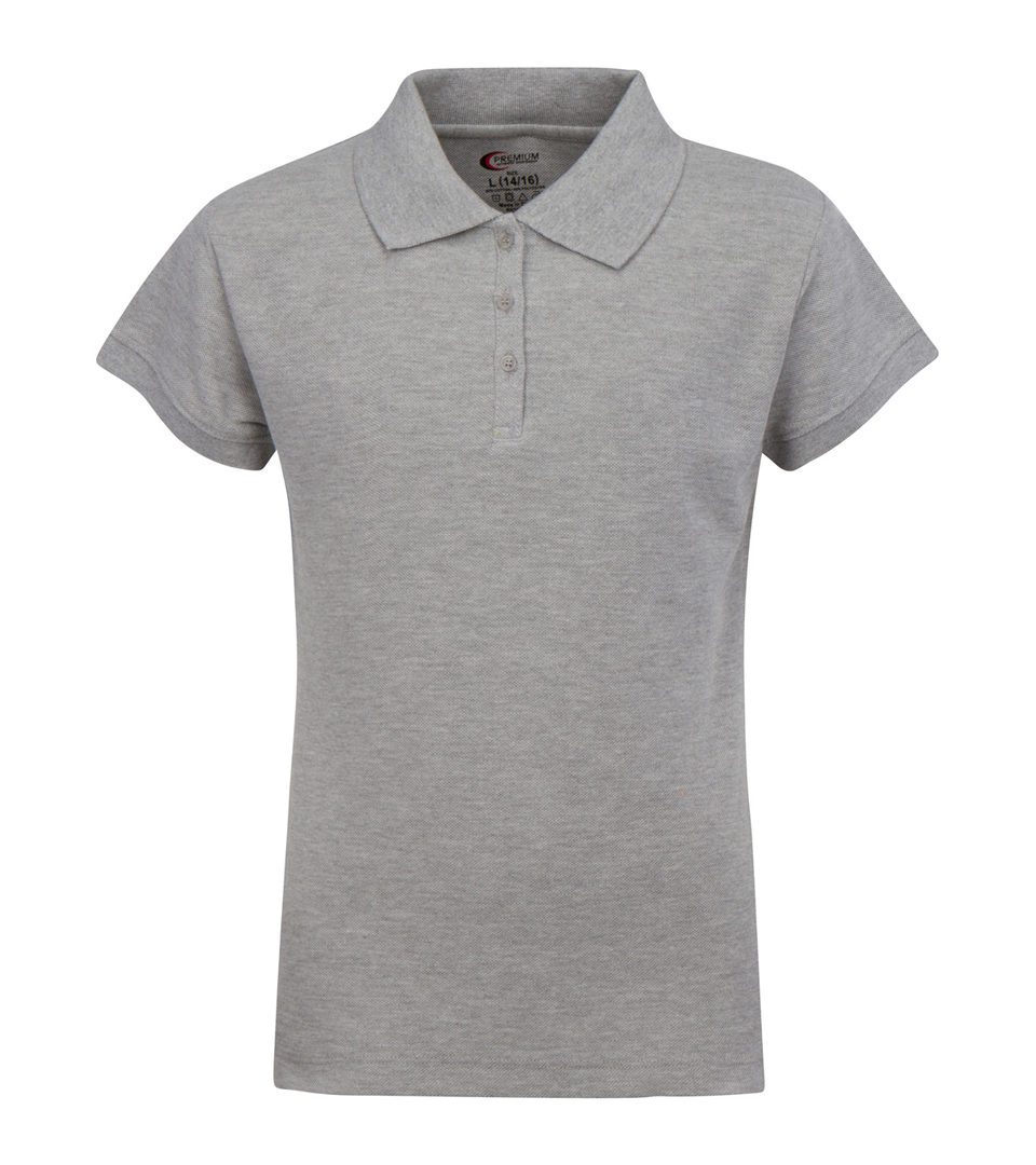 Junior Ladies School Uniform Short Sleeve POLO SHIRTs - Grey - Choose Your Sizes (Small-2X)