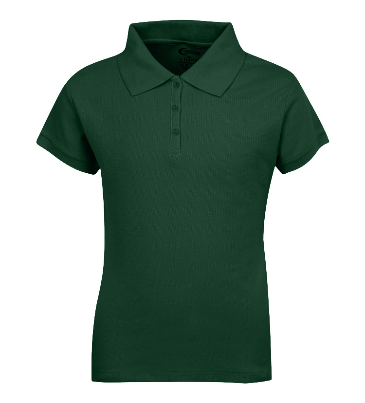 Junior Ladies School Uniform Short Sleeve POLO SHIRTs - Hunter Green - Choose Your Sizes (Small-2X)