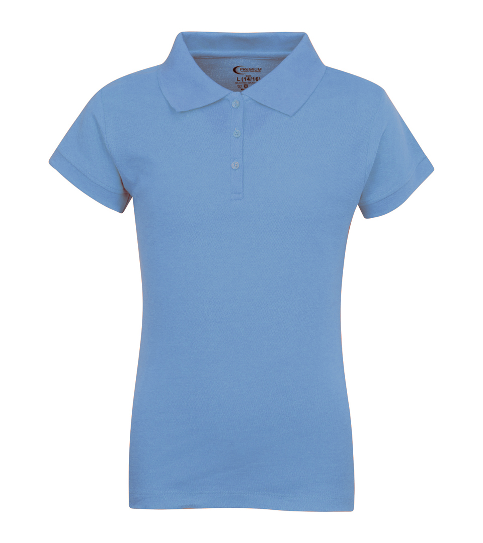 Junior Ladies School Uniform Short Sleeve POLO SHIRTs - Light Blue - Choose Your Sizes (Small-2X)