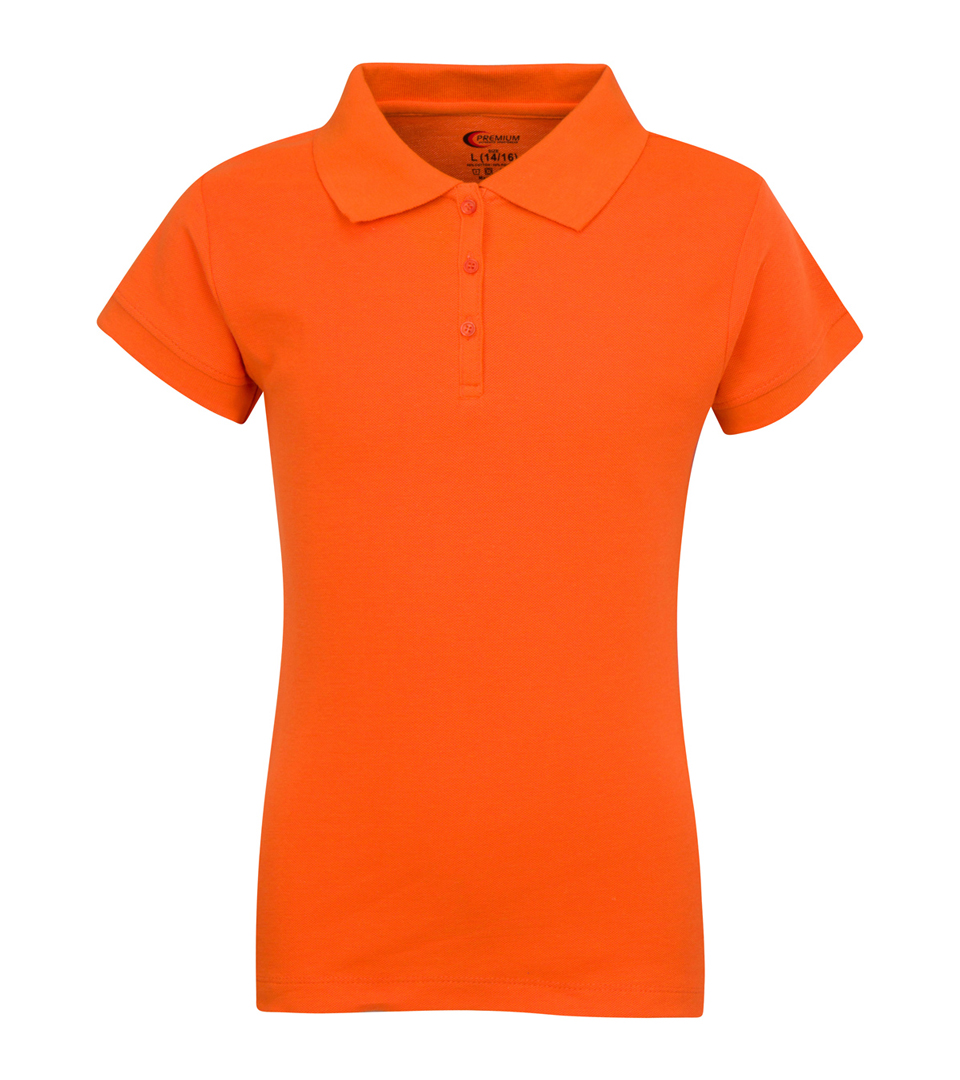 Junior Ladies School Uniform Short Sleeve POLO SHIRTs - Orange - Choose Your Sizes (Small-2X)