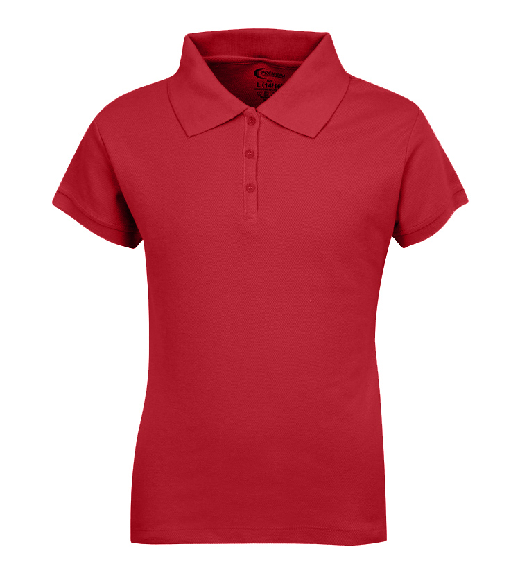 Junior Ladies School Uniform Short Sleeve POLO SHIRTs - Red - Choose Your Sizes (Small-2X)