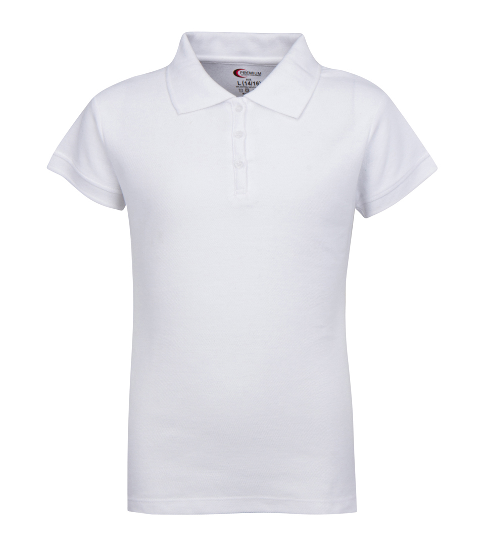 Junior Ladies School Uniform Short Sleeve POLO SHIRTs - White - Choose Your Sizes (Small-2X)