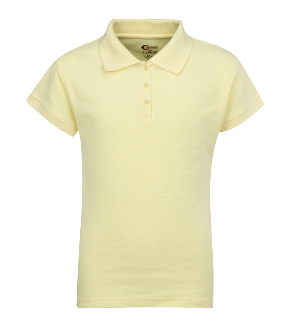 Junior Ladies School Uniform Short Sleeve POLO SHIRTs - Light Yellow - Choose Your Sizes (Small-2X)