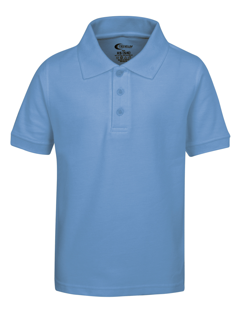 Boy's SCHOOL UNIFORM Short Sleeve Polo Shirts - Light Blue - Choose Your Sizes (2T-18/20)