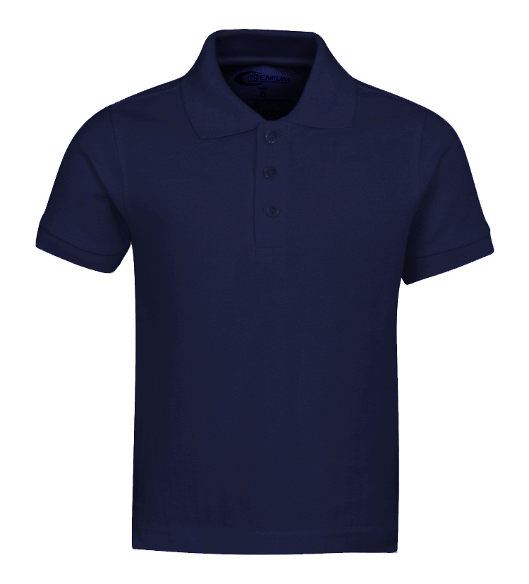 Boy's School Uniform Short Sleeve POLO SHIRTs - Navy Blue - Choose Your Sizes (2T-18/20)