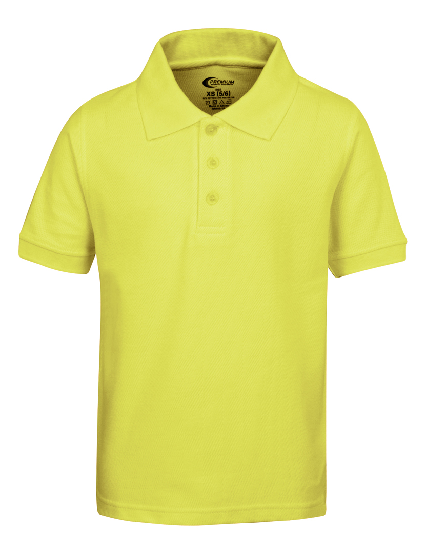 Boy's School Uniform Short Sleeve POLO SHIRTs - Yellow - Choose Your Sizes (2T-18/20)